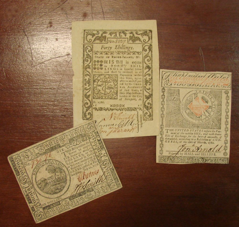 Appraisal: CURRENCY Three pieces of currency Rhode Island shilling pound note