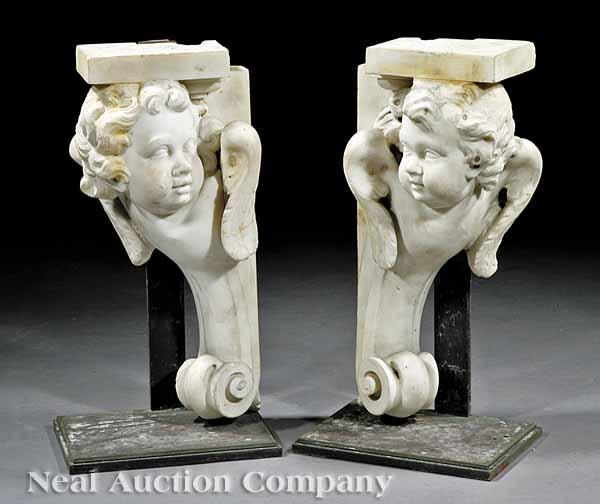 Appraisal: A Pair of Italian Marble Architectural Putti th th c