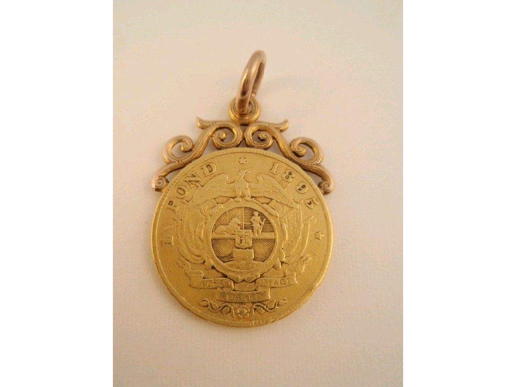 Appraisal: A South African one pond coin in pendant setting