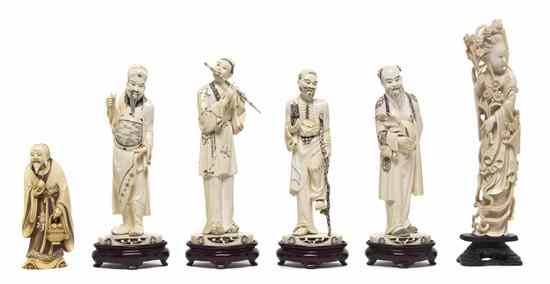 Appraisal: A Collection of Six Southeast Asian Ivory Carvings depicting four