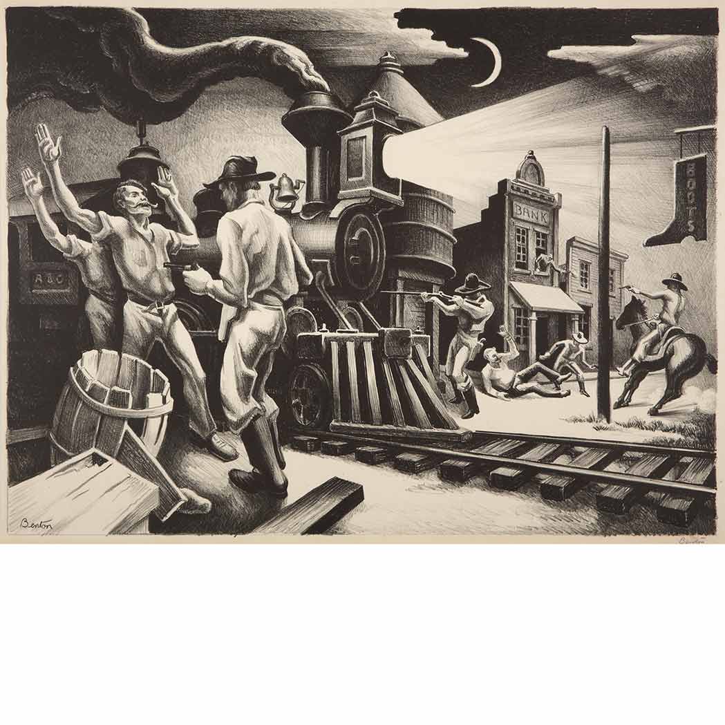 Appraisal: Thomas Hart Benton - JESSE JAMES FATH Lithograph signed in