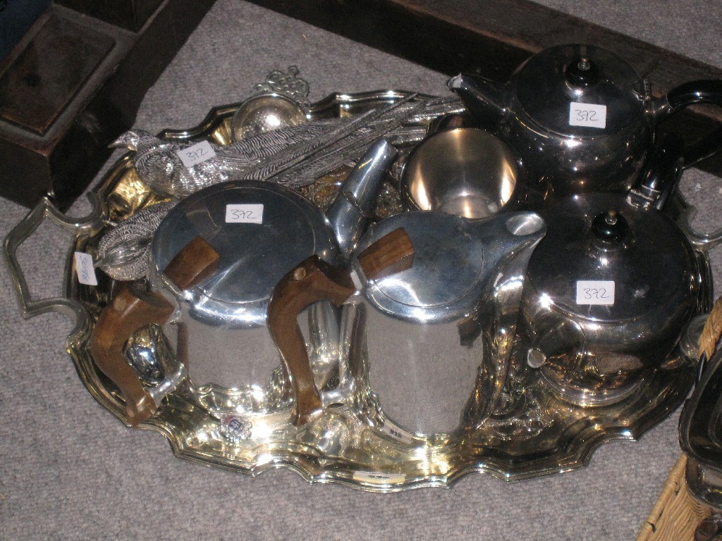 Appraisal: Lot comprising EP tray Picquot Ware pots EP tea service