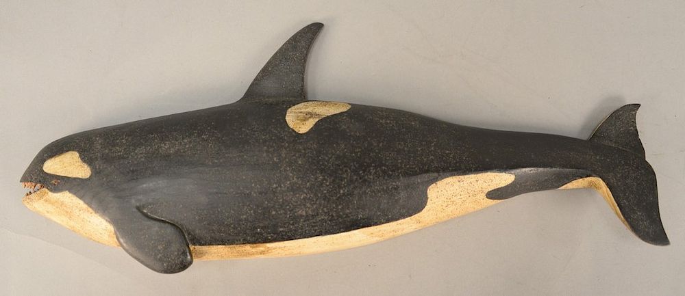 Appraisal: Clark Voorhees carved and painted wood killer whale stamped on