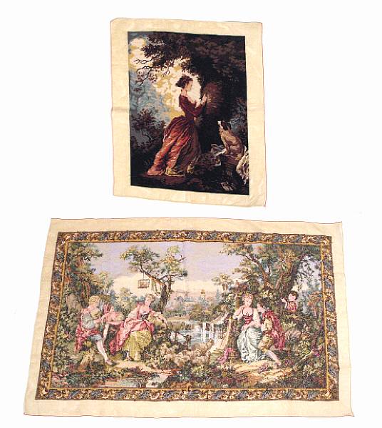 Appraisal: Two needlepoint tapestries depicting ladies in th century dress height