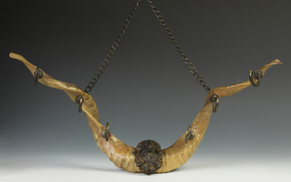 Appraisal: Mountain Goat Horns w Brass Mounts