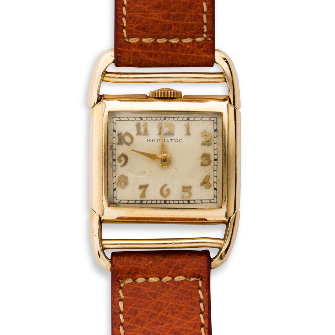 Appraisal: A FOURTEEN KARAT GOLD-FILLED WRISTWATCH DRIVER HAMILTON CONTOUR A fourteen