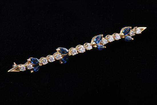 Appraisal: K YELLOW GOLD SAPPHIRE AND DIAMOND BAR PIN Four pairs