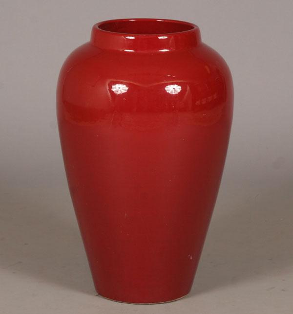 Appraisal: Ohio art pottery floor vase urn crimson hi-glaze probably Zanesville