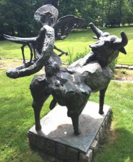 Appraisal: REDER Bernard Large Patinated Bronze Sculpture The Bull and The