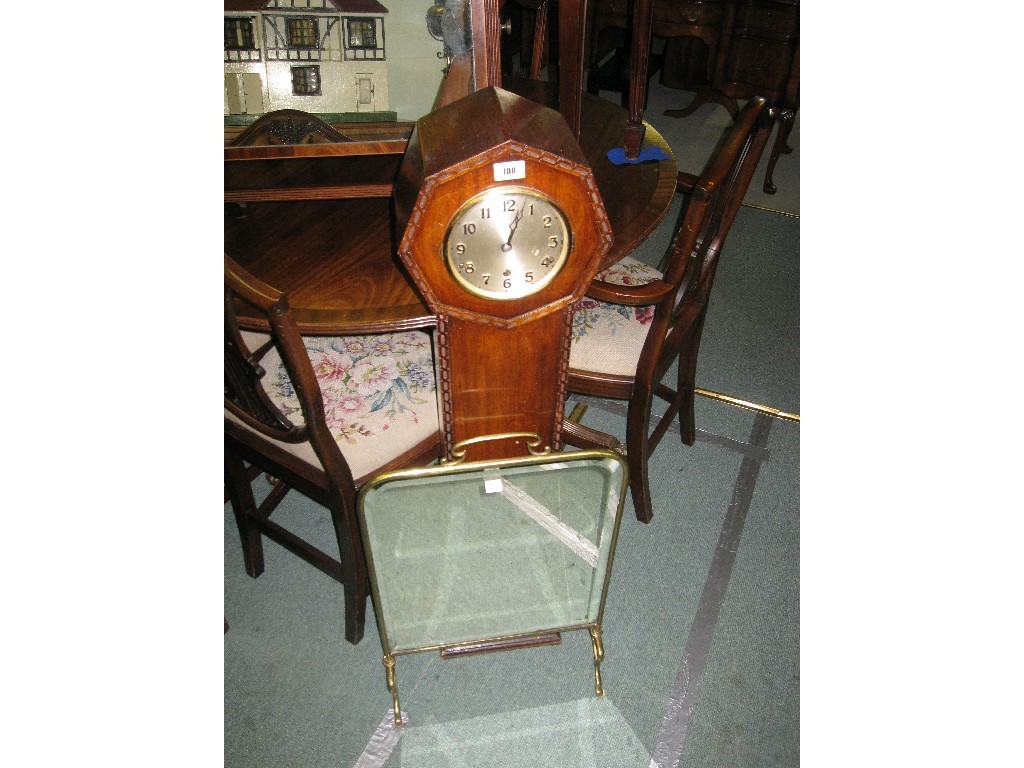 Appraisal: Lot comprising toilet mirror grandmother clock and a firescreen