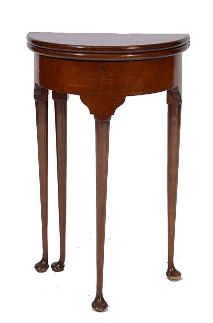 Appraisal: AN TH CENTURY STYLE MAHOGANY DEMI-LUNE FOLD OVER OCCASIONAL TABLE