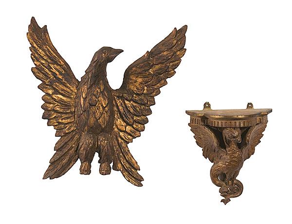 Appraisal: CARVED GILTWOOD EAGLE AND DRAGON SHELF Continental th th century