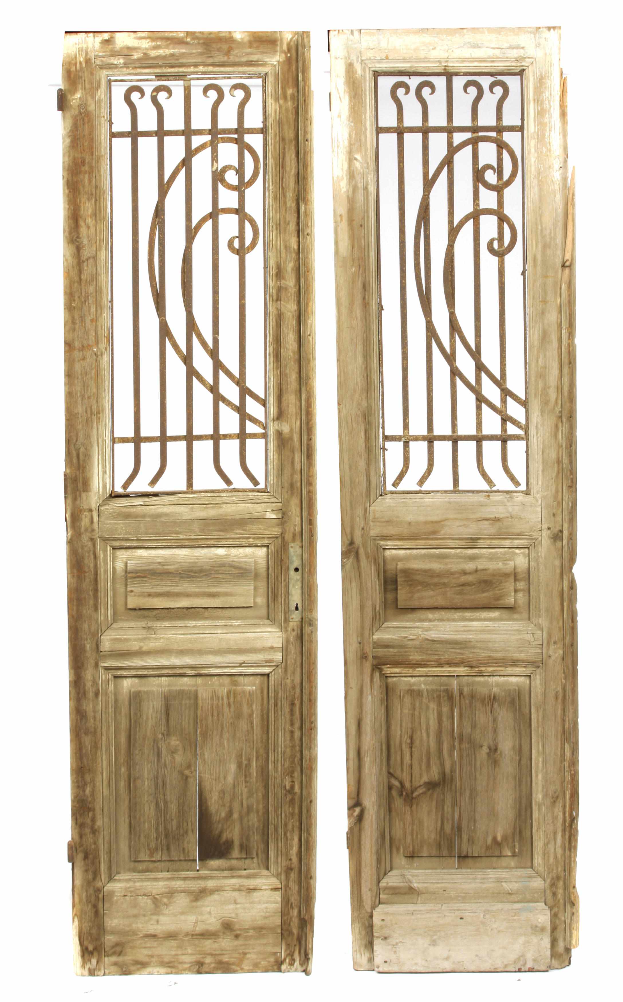 Appraisal: A pair of iron and wood doors height in width