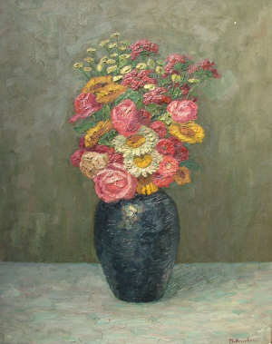 Appraisal: Metard Kruchen German - - Floral study oil on canvas