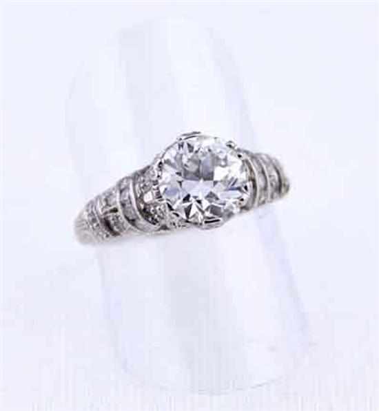 Appraisal: Exquisite diamond and platinum ring ct round-brilliant-cut diamond color H-I