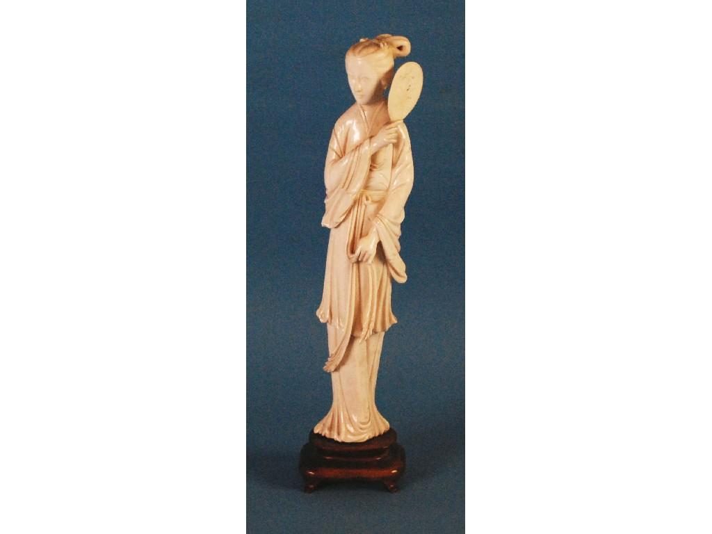 Appraisal: JAPANESE MEIJI PERIOD CARVED ONE PIECE IVORY FIGURE modelled as