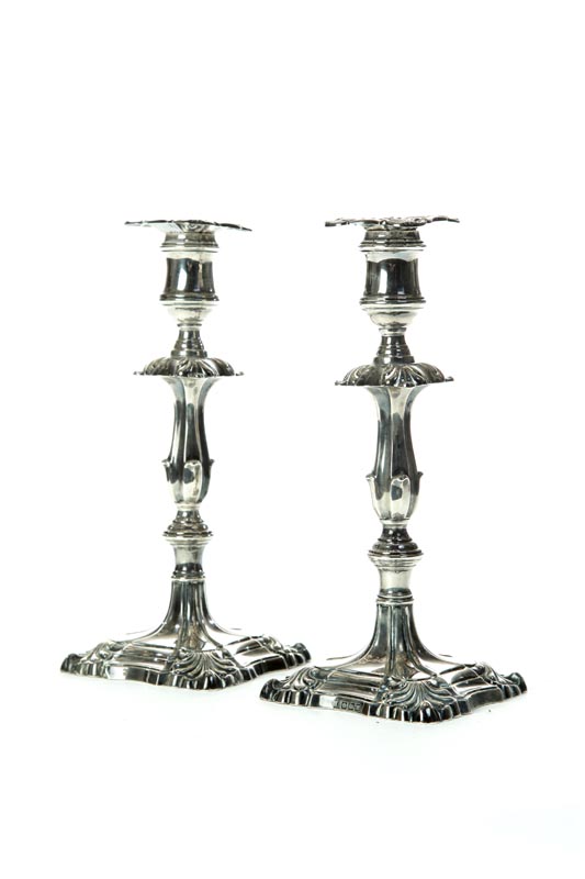 Appraisal: SHEFFIELD SILVER CANDLESTICKS England Hallmarks for by Martin Hall Co