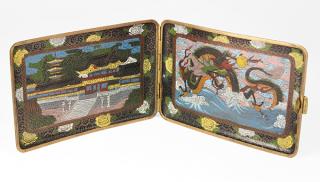 Appraisal: Japanese Cloisonne Cigarette Case Japanese cloisonne cigarette case interior and