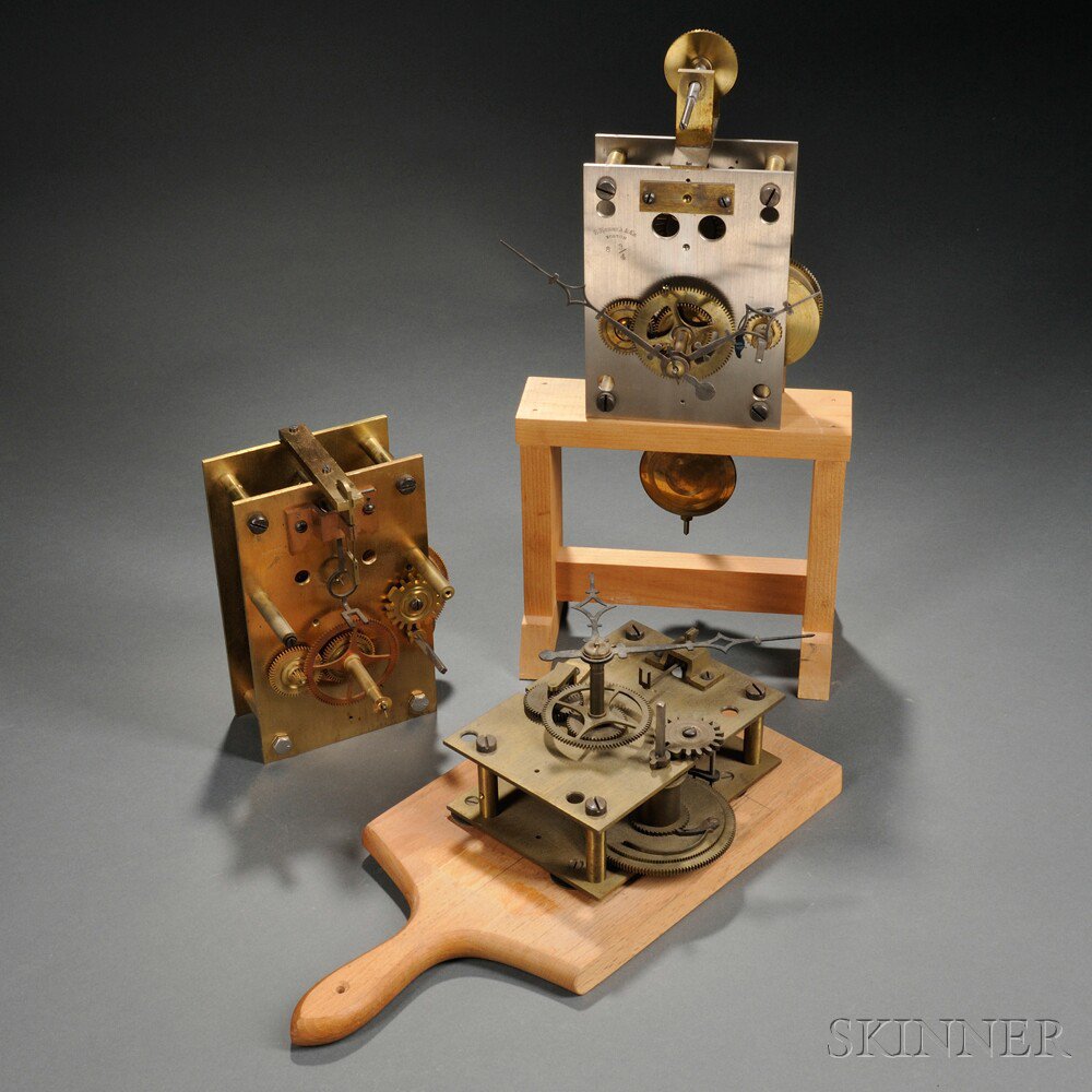 Appraisal: Three E Howard Company Eight-day Wall Clock Movements two weight-powered