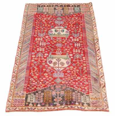 Appraisal: A Kashkai Carpet Soft colors include red background ivory medallions