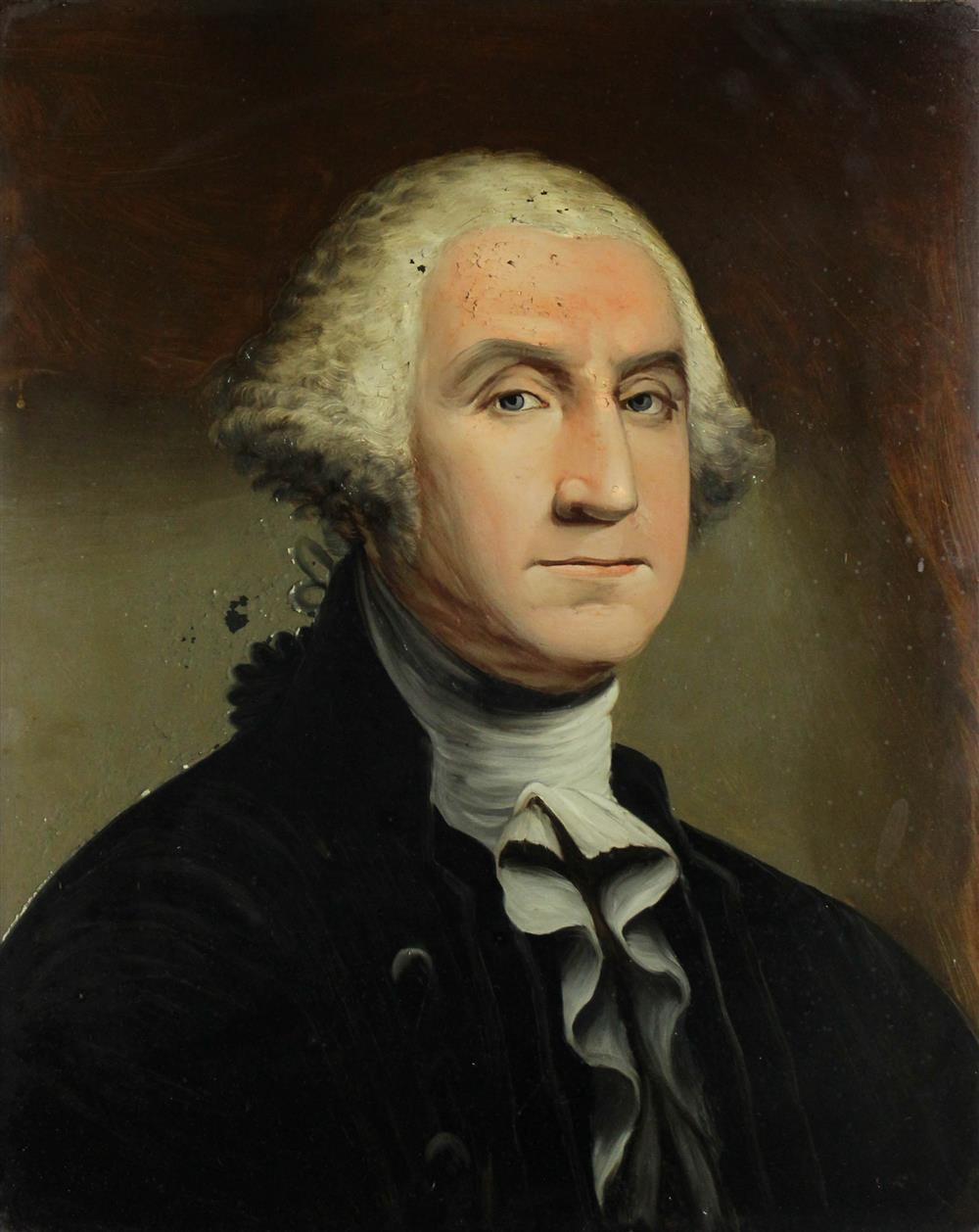 Appraisal: GEORGE WASHINGTON Reverse painted glass x in Framed