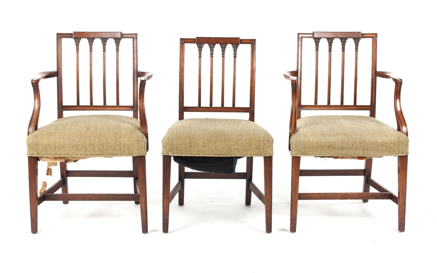 Appraisal: Three Federal style mahogany dining chairs comprising two arm and