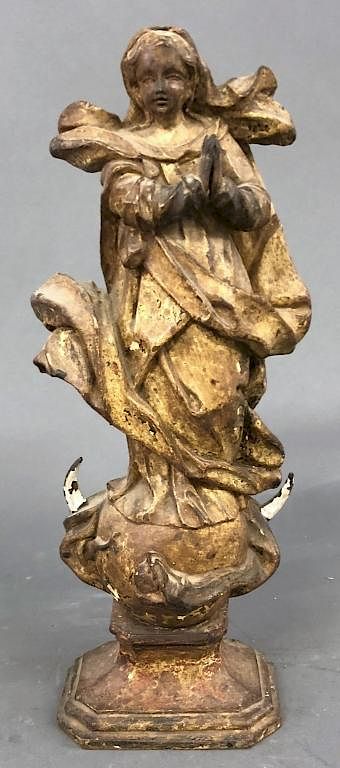 Appraisal: Carved and Painted Figure of the Virgin Mary Carved and