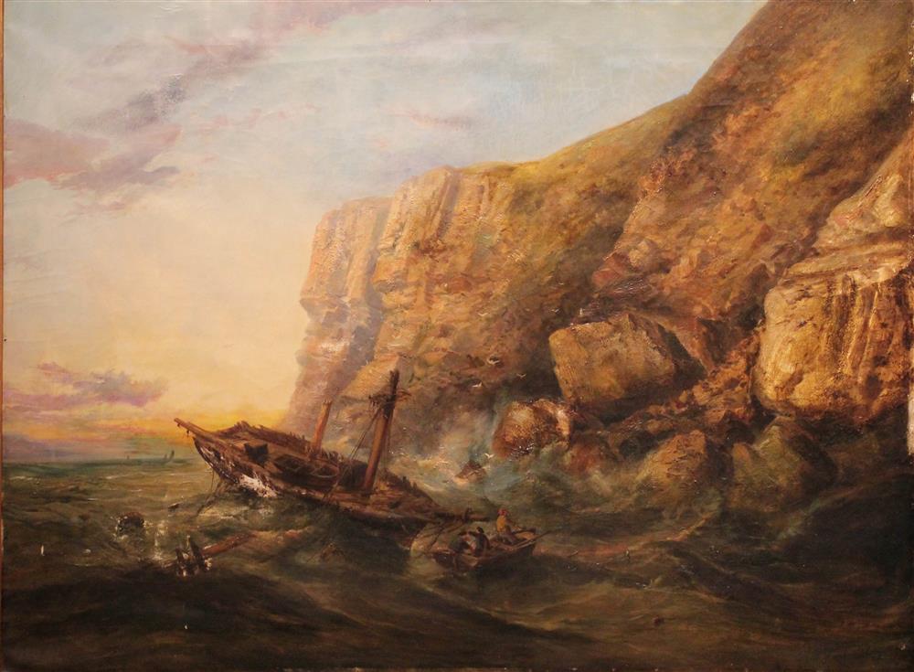 Appraisal: RALPH REUBEN STUBBS ENGLISH - SHIP WRECK SCENE Oil on