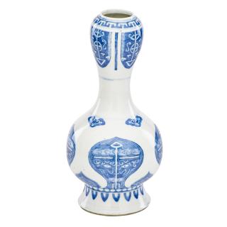 Appraisal: CHINESE KANGXI VASE Blue and white garlic-mouth vase China th