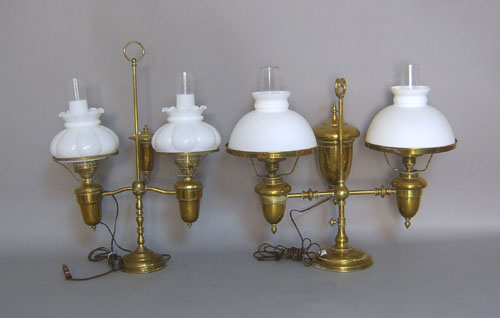 Appraisal: Two brass double arm student lamps h h