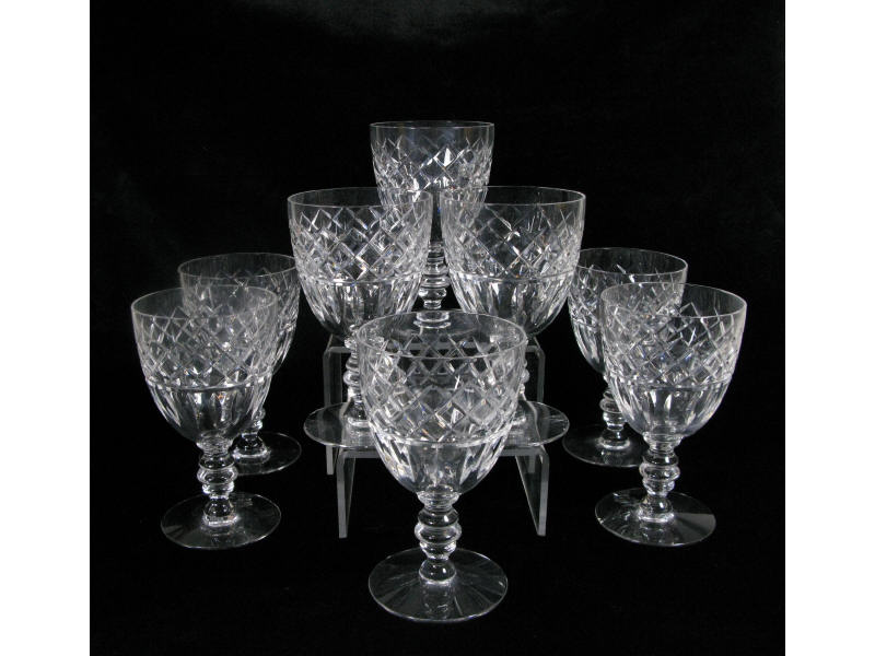 Appraisal: Set of Eight Cut Glass Goblets diamond cushion cuts above