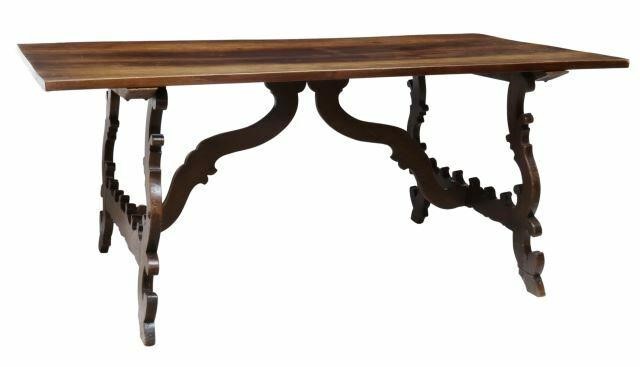 Appraisal: Spanish Baroque style walnut table late th c four-board tabletop