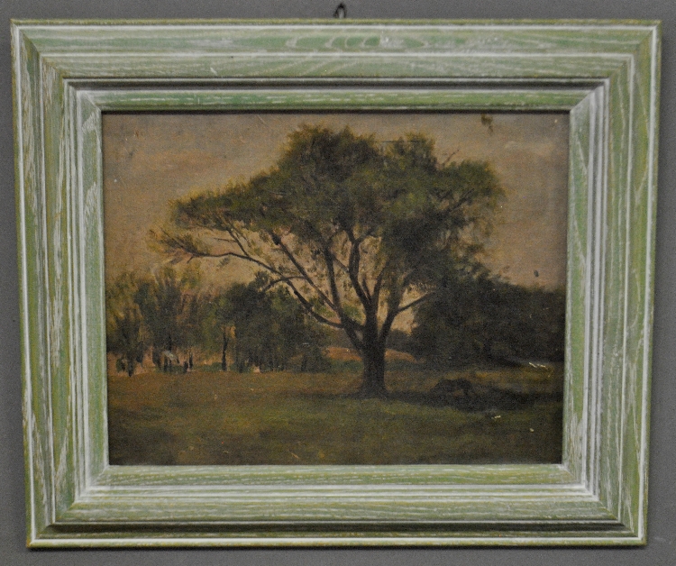 Appraisal: - Oil on artist board landscape painting with a grazing