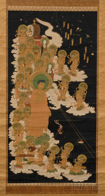 Appraisal: Hanging Scroll Japan th century ink colors and gilt on