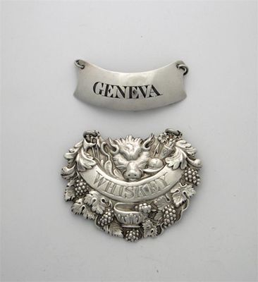 Appraisal: A George III Irish wine label engraved for 'GENEVA' by