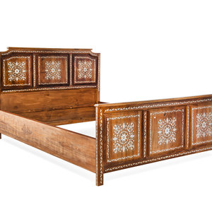 Appraisal: A Syrian Mother-of-Pearl Inlaid Walnut Bed th Century built to