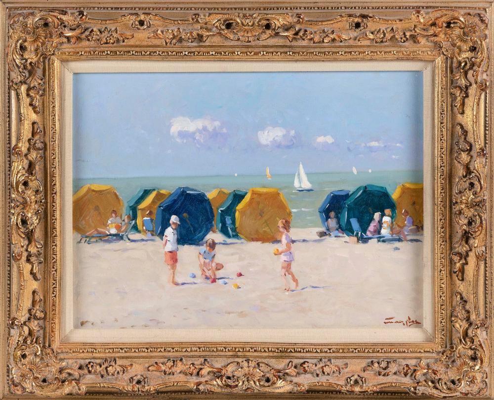 Appraisal: NIEK VAN DER PLAS THE NETHERLANDS B BEACH SCENE WITH