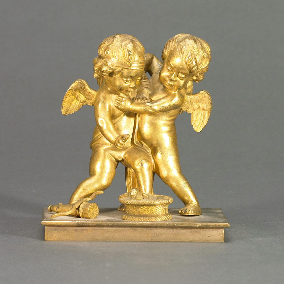 Appraisal: Small th century French Gilt Bronze Group of Cupid and