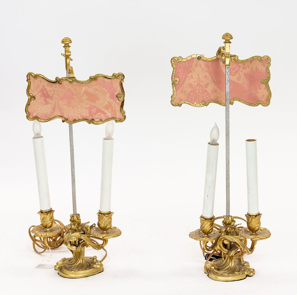 Appraisal: A PAIR OF BEDSIDE ORMOLU BRONZE CANDELABRA EARLY TH CENTURY