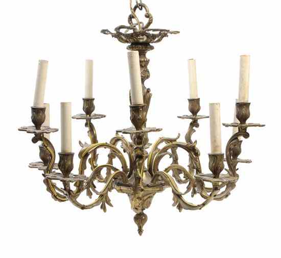 Appraisal: A Louis XV Style Gilt Bronze Ten-Light Chandelier having a