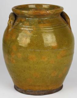 Appraisal: Early Th C Redware Double Handled Crock possibly East Middlebury