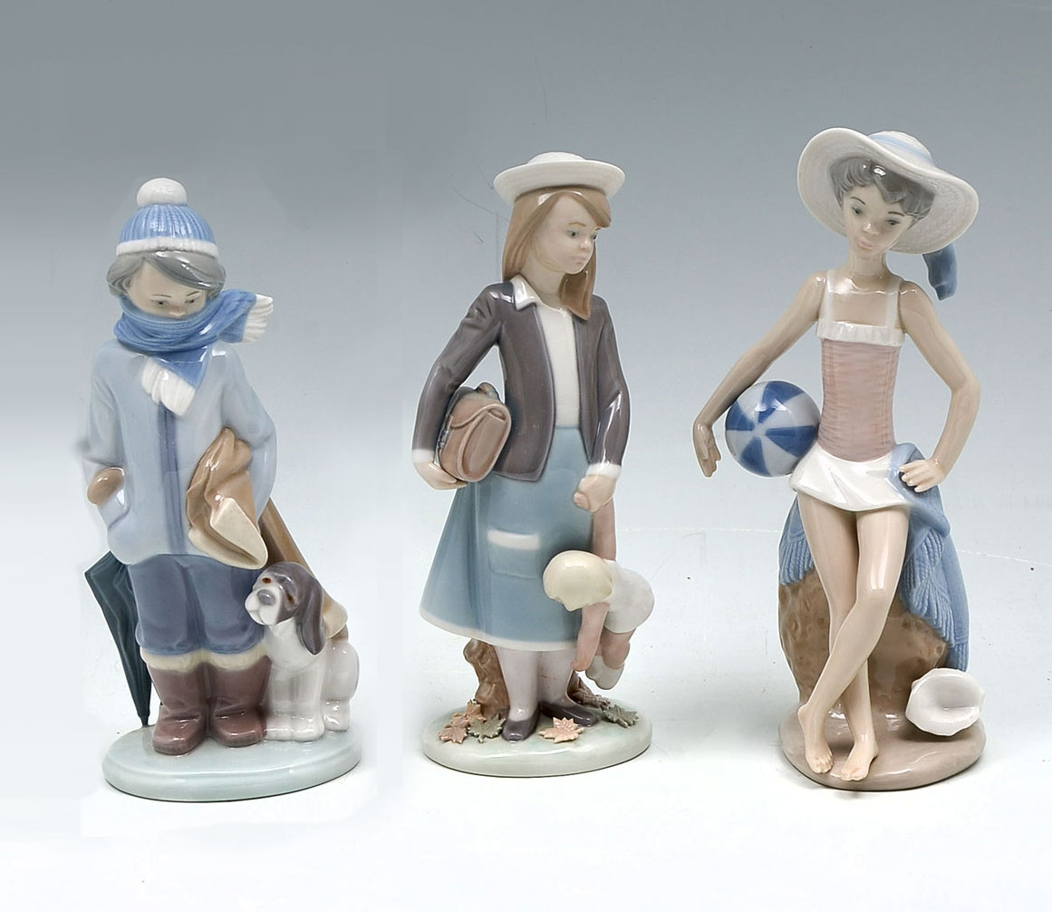 Appraisal: PC LLADRO THREE OF THE FOUR SEASONS ''Winter'' ''Summer'' ''Autumn''