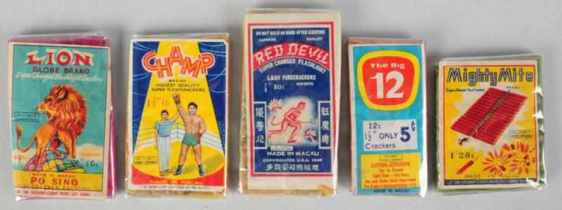 Appraisal: Lot of Firecracker Packs Includes Lion -pack logo crackers Champ