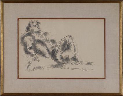 Appraisal: CHAIM GROSS - UNTITLED RECLINING FIGURE Charcoal on paper x