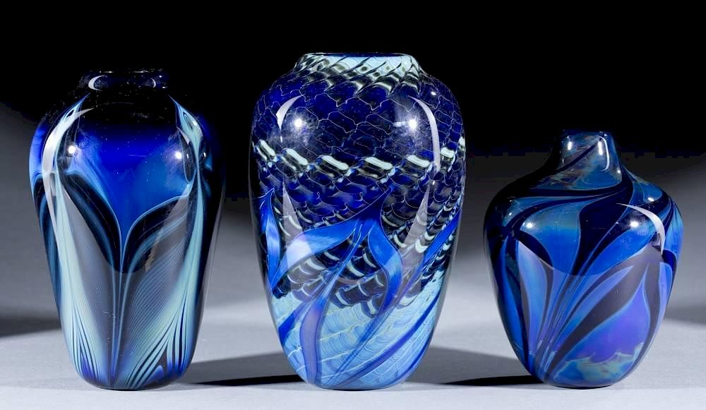 Appraisal: Group of Randy Strong art glass vases A group of