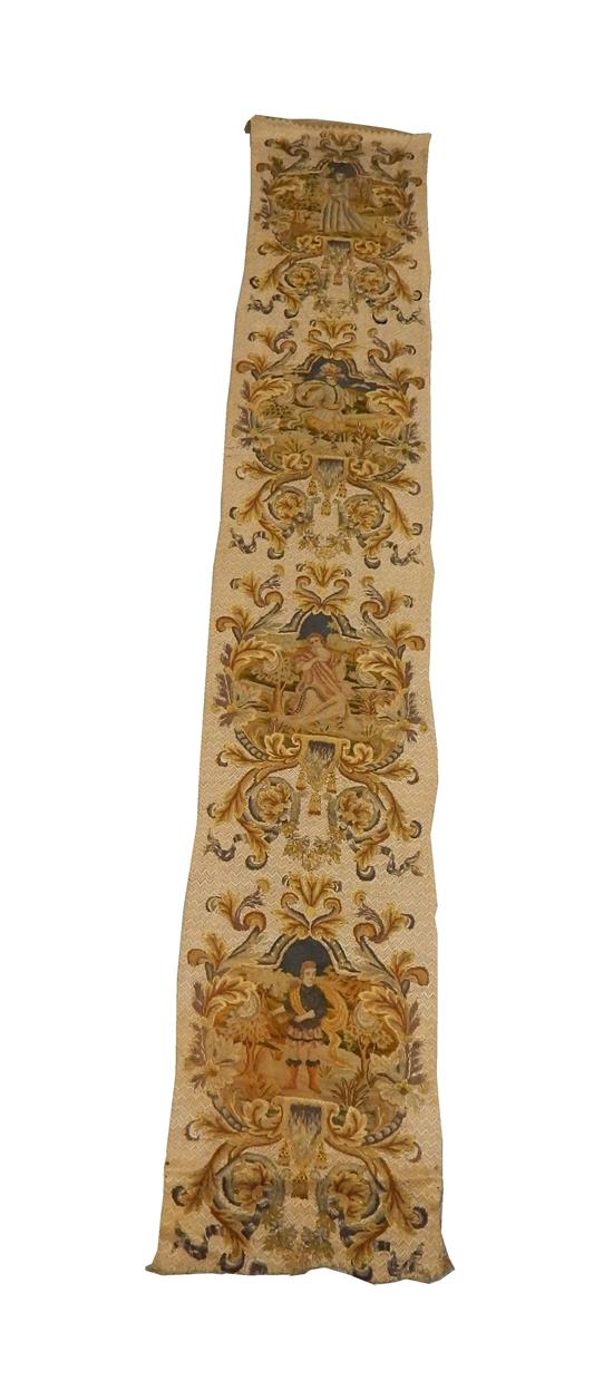 Appraisal: Late th early th C Continental canvas work embroidery fragment