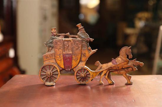 Appraisal: ENGLISH DOOR STOP Depicting two men on a mail coach