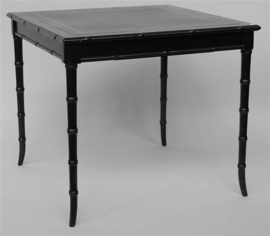 Appraisal: REGENCY STYLE GAMES TABLE Ebonized with faux bamboo legs and