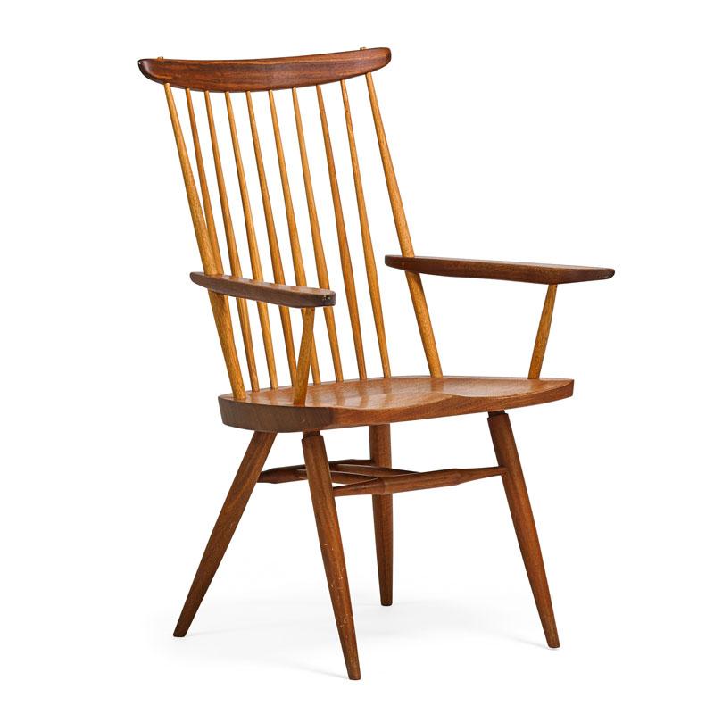 Appraisal: GEORGE NAKASHIMA New Chair with Arms Condition Report Some fading