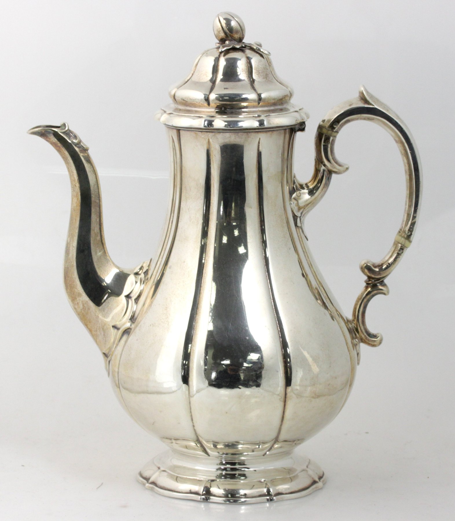 Appraisal: A Victorian silver coffee pot Barnard London of lobed pear